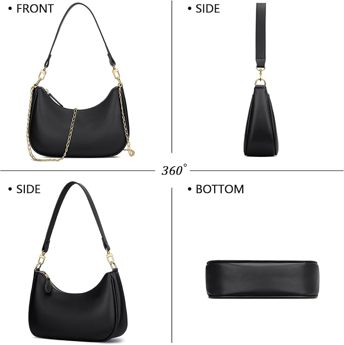 Sleek Noir Shoulder Bag - View 3