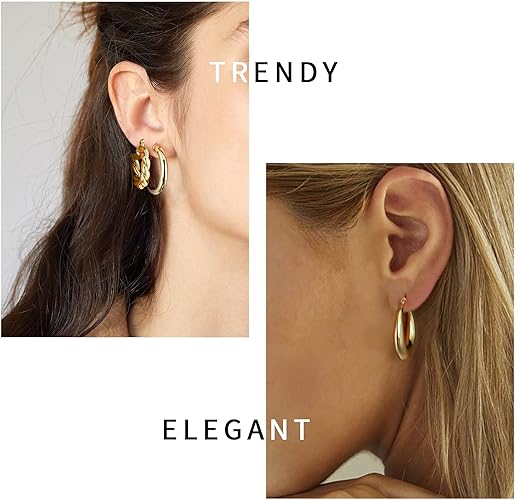 Yesteel 9 Pairs Gold Hoop Earrings